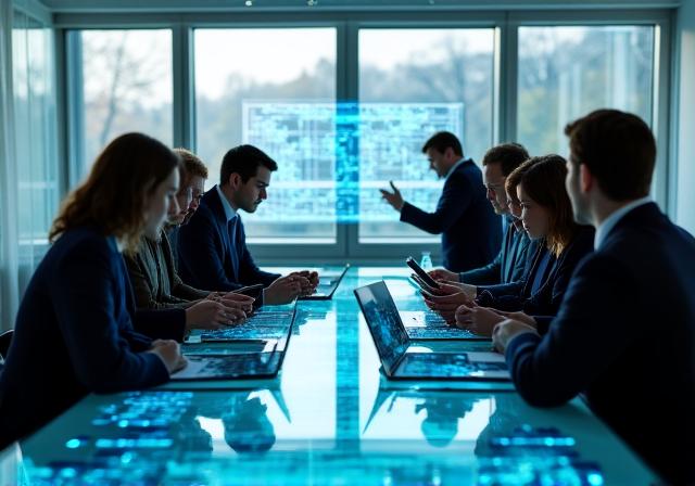 Team arbeitet an einer digitalen Strategie-Roadmap